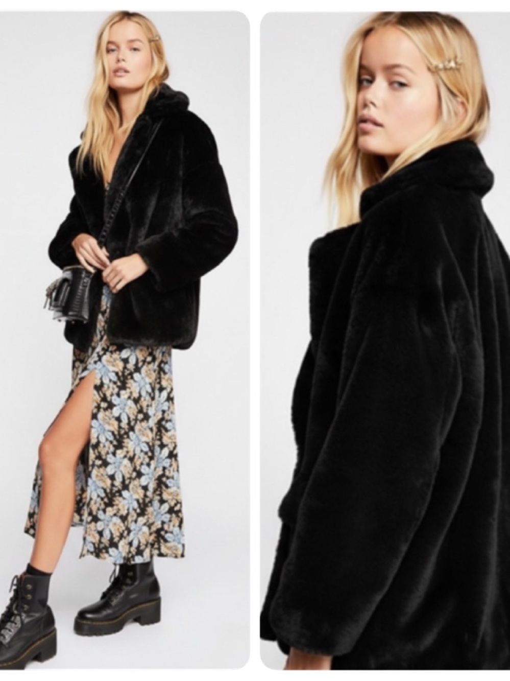 FREE PEOPLE KATE FAUX FUR COAT SIZE LARGE